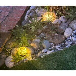 2 Pack 50 LED Solar Garden Lights Outdoor Decoration, Cracked Glass Solar Globe
